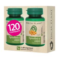 Pachet Spirulina si catina, 2x60 comprimate, Dacia Plant