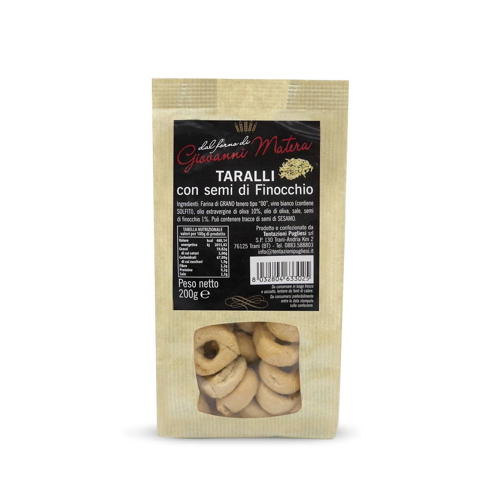 Covrigei cu ulei extra virgin de masline si seminte de chimen dulce  Taralli, 200 g, Tentazioni Pugliesi