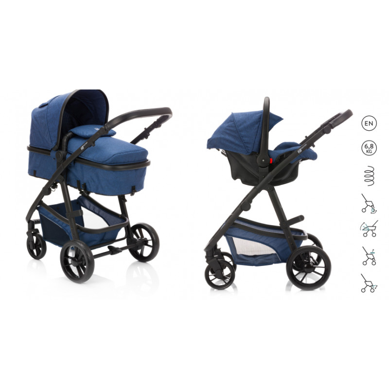 Carucior pentru copii transformabil 3 in 1 Panther, Blue Melange, Fillikid