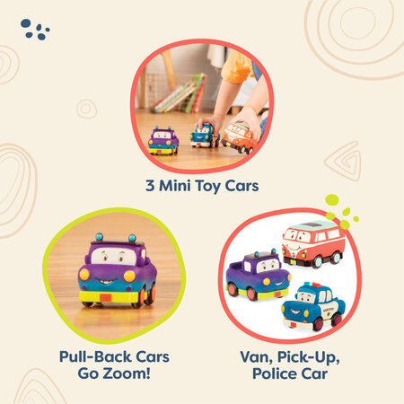 Set 3 mini vehicule, +1 an, Btoys 770057