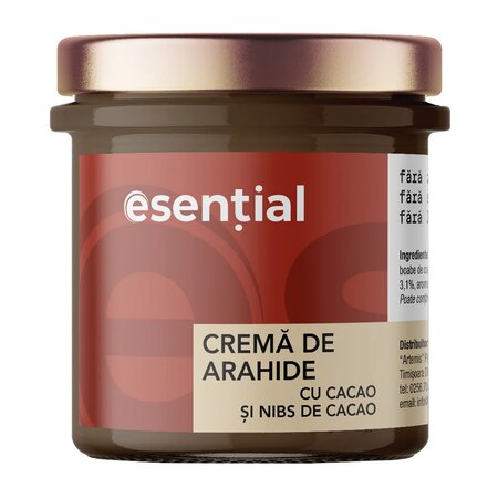 Crema de arahide cu ciocolata neagra si nibs de cacao, 300 g, Pronat