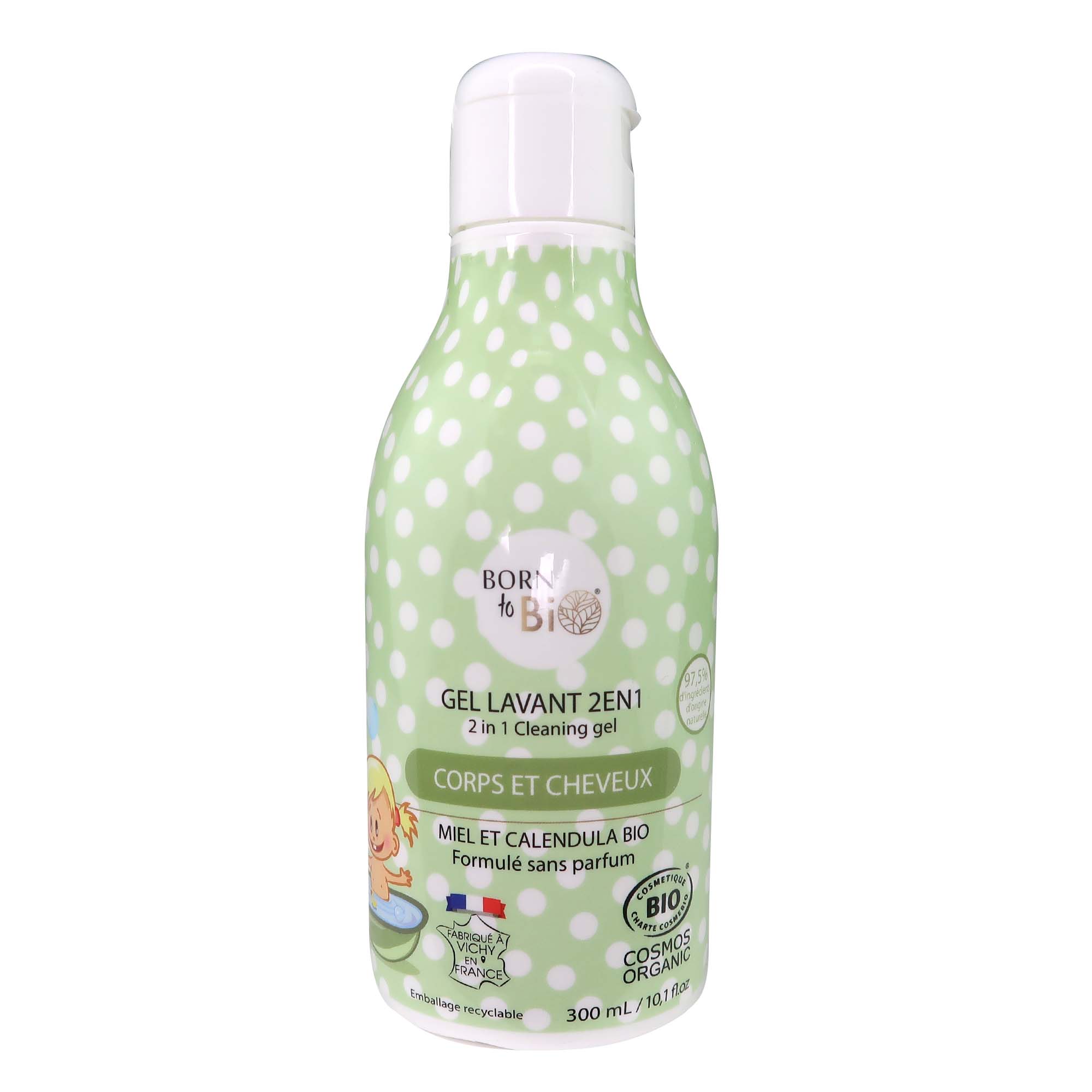 Gel de dus pentru bebelusi 2in1 pentru par si corp, 300 ml, Born to Bio