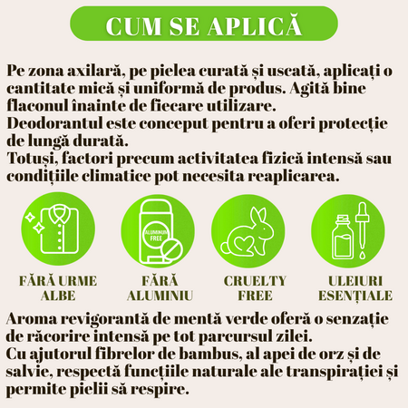 Deodorant Roll-on cu Menta Verde, 50 ml, Born to Bio 800092
