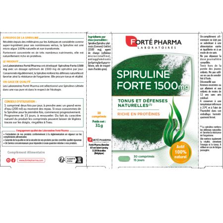 Spirulina Forte, 1500mg, 30 comprimate, Forte Pharma 764818