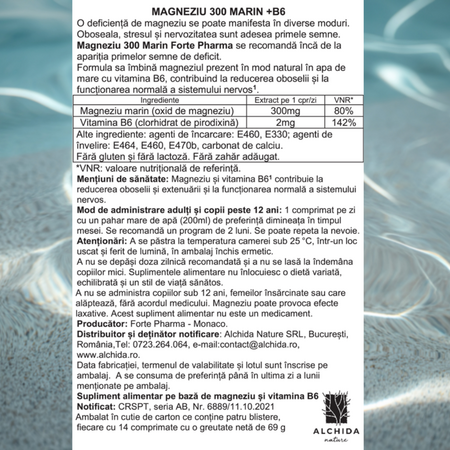 Magneziu marin 300, 56 comprimate, Forte Pharma 764791