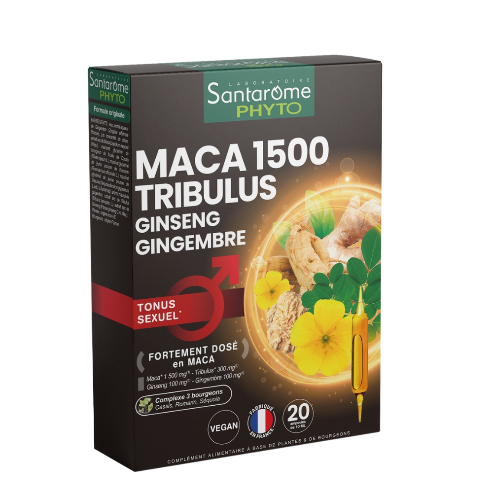 Maca 1500 Tribulus, 20 fiole x 10 ml, Santarome