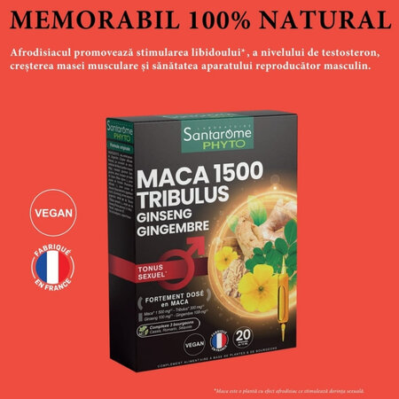 Maca 1500 Tribulus, 20 fiole x 10 ml, Santarome 615344