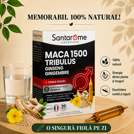 Maca 1500 Tribulus, 20 fiole x 10 ml, Santarome 806232
