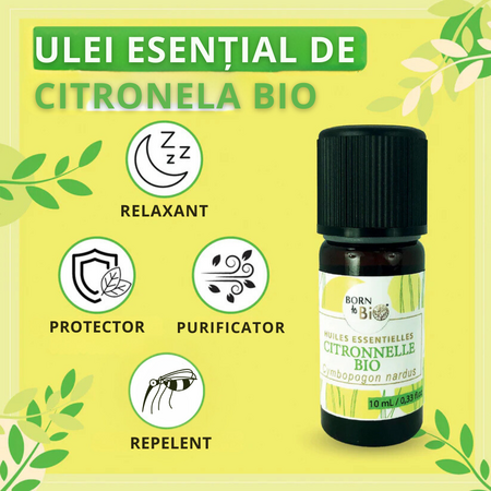 Ulei esential de Citronella bio, 10 ml, Born to Bio 673739