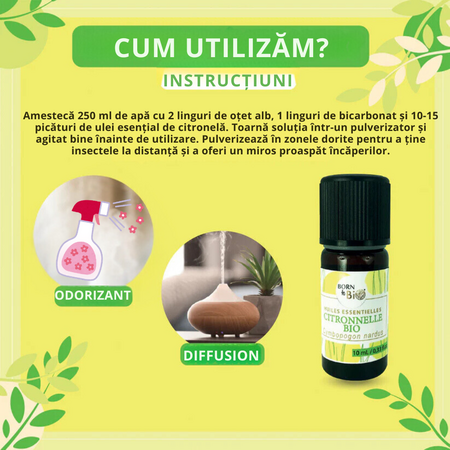 Ulei esential de Citronella bio, 10 ml, Born to Bio 673742
