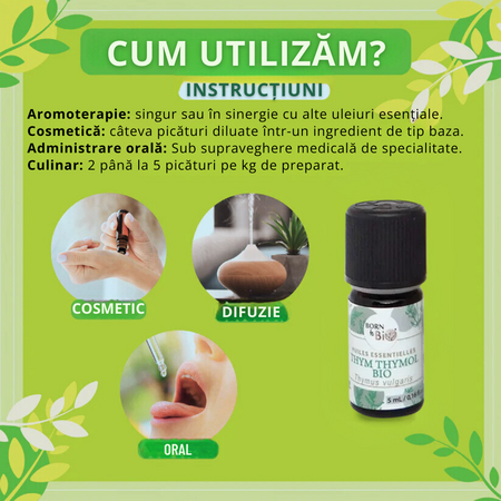 Ulei esential de Cimbru Thymol bio, 5 ml, Born to Bio 673750