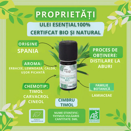 Ulei esential de Cimbru Thymol bio, 5 ml, Born to Bio 673748