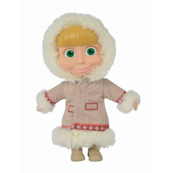 Papusa cu corp moale si hainute albe, 23 cm, +3 ani, Masha and the Bear