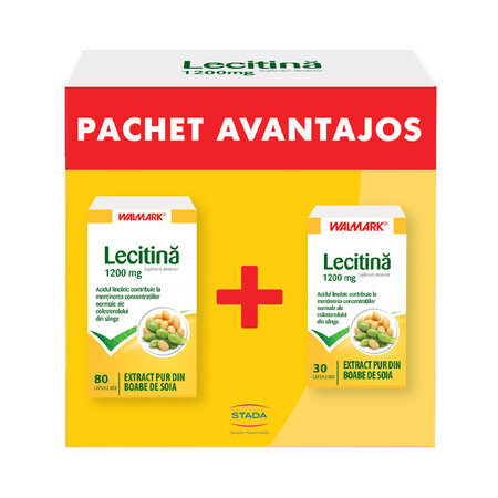 Pachet Lecitina 1200 mg, 80 + 30 capsule, Walmark