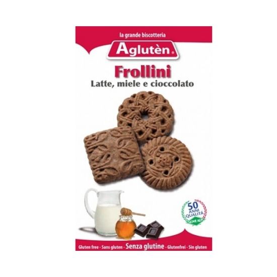 Biscuiti fara gluten Frollini cu lapte, miere si ciocolata, 200g, Agluten