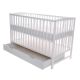 Patut din lemn masiv cu sertar, Doha White, 120x60 cm, E-Kids 483726