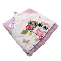 Prosop cu capison, 80x90 cm, Roz cu Bufnita, Baltic Bebe