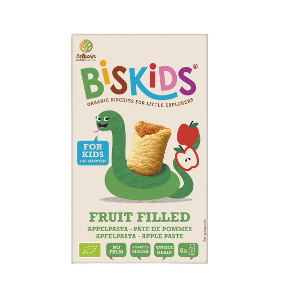 Biscuiti Bio pentru copii cu umplutura de mar Biskids, 150 gr, Belkorn