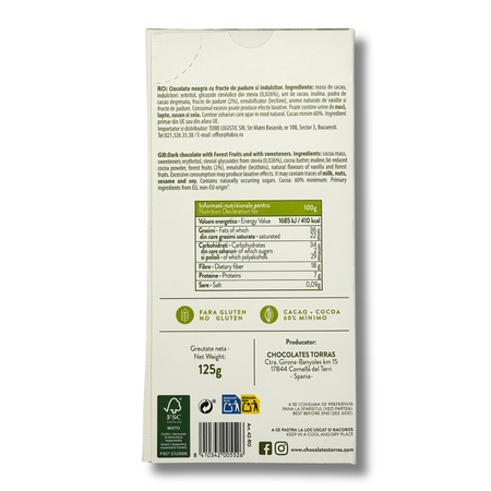Ciocolata neagra cu fructe de padure, 125 g, Torras 788532