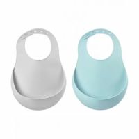 Set 2 bavete din silicon, Airy Green/Light Grey, Beaba