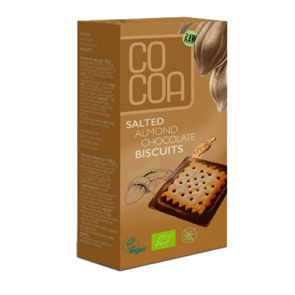 Bicuiti in ciocolata raw cu migdale si sare eco, 95 g, Cocoa