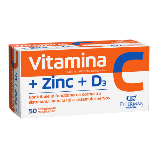 Vitamina C+Zn+D3, 50 comprimate masticabile,, Fiterman