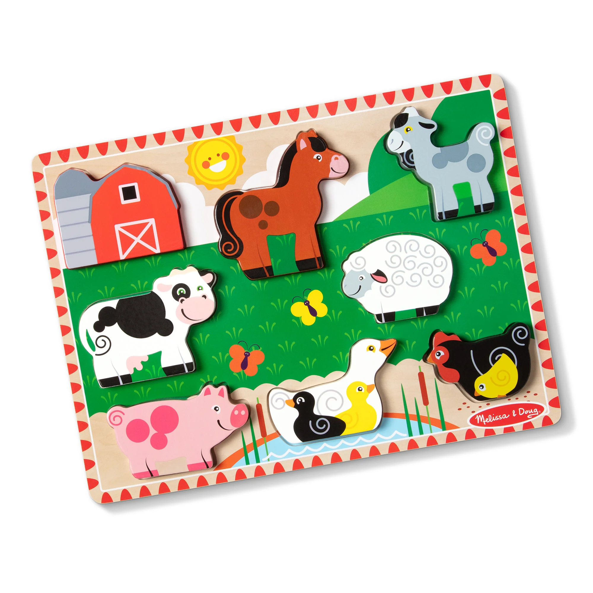 Puzzle din lemn in relife Animalele de la ferma, +2 ani, Melissa and Doug