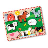 Puzzle din lemn in relife Animalele de la ferma, +2 ani, Melissa and Doug