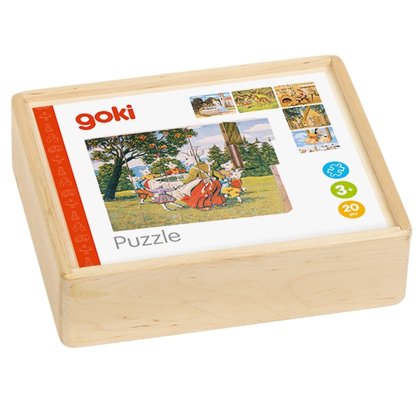 Puzzle din cuburi de lemn Povestile Copilariei, +3 ani, 20 piese, Goki