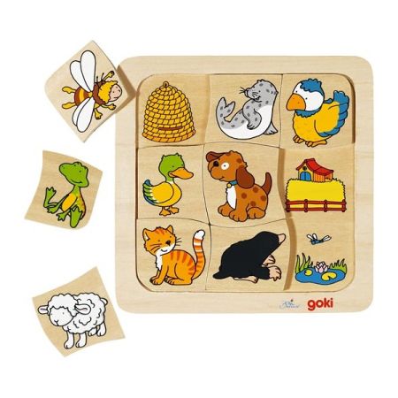 Puzzle de asociere casutele animalelor