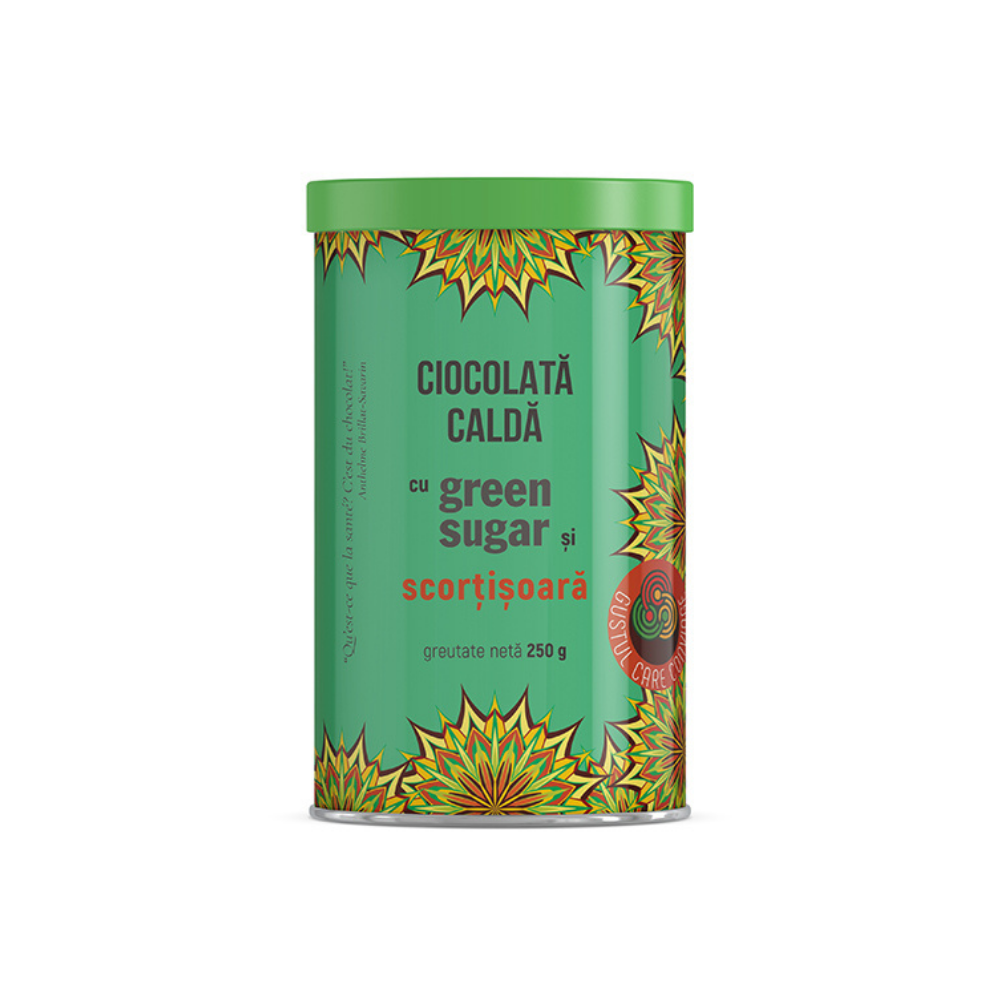 Ciocolata calda cu green sugar si scortisoara, 250 g, Remedia