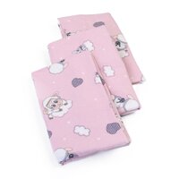 Scutece din finet, 75 x 75 cm, Alb/Roz, Oite / Roz, 0 luni+, 3 bucati / set, Baltic Bebe