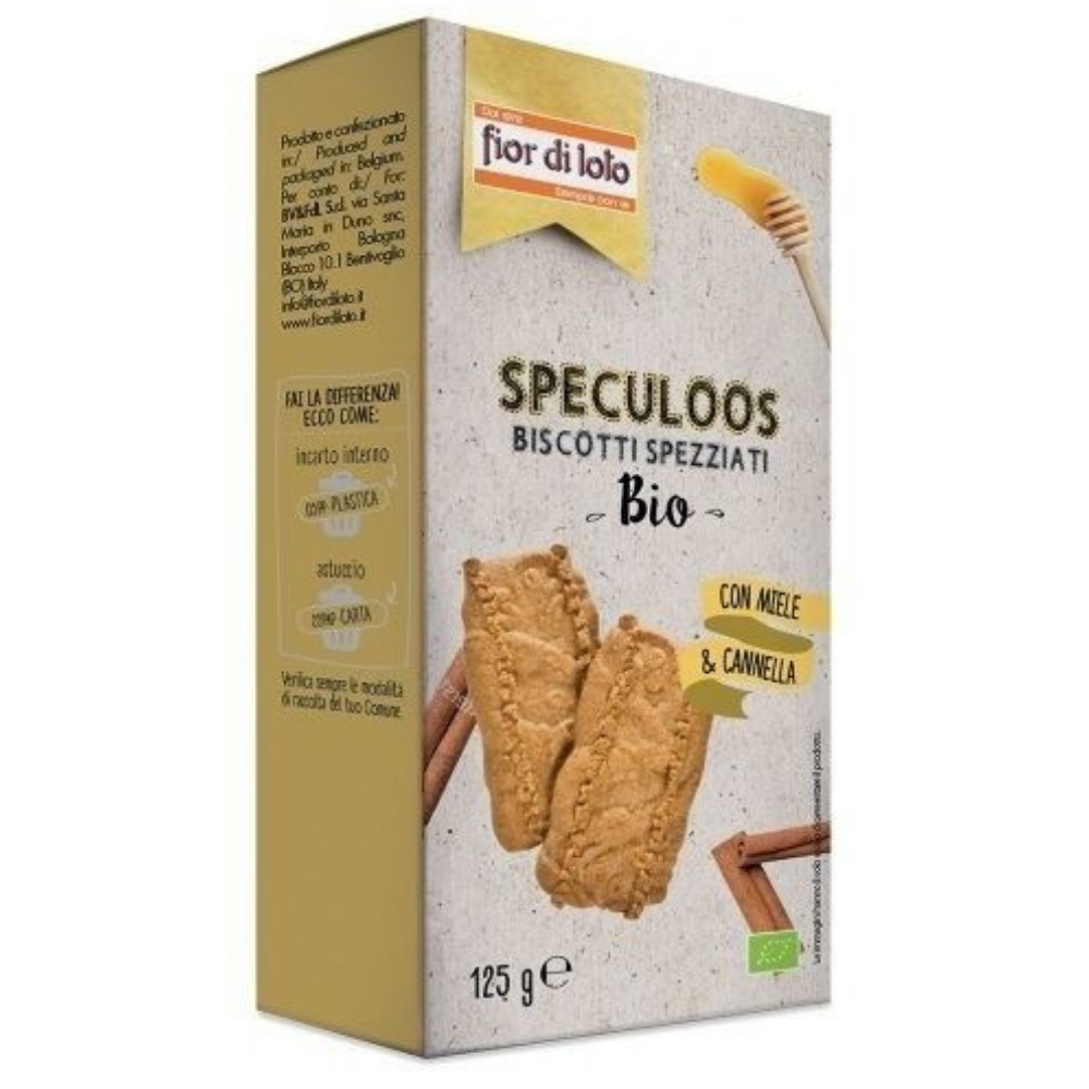 Biscuiti bio Speculoos cu miere si scortisoara, 125g, Fior di Loto