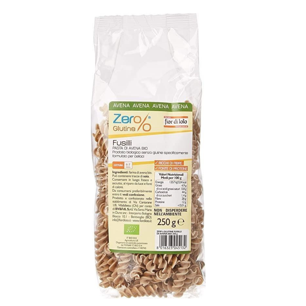 Fusilli din ovaz Bio fara gluten, 250 g, Fior di Loto