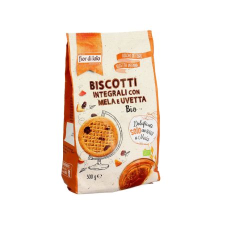 Biscuiti bio integrali cu mere si stafide indulciti cu suc de mere