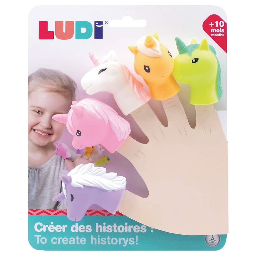 Set 5 marionete pentru deget Unicorn, + 10 luni, Ludi