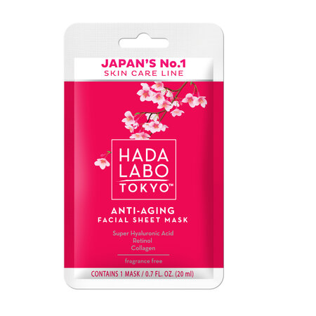 Masca faciala Anti-Aging cu Acid Super Hyaluronic, Retinol & Collagen, fara parfum, 20 ml, Hada Labo Tokyo