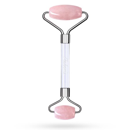 Rola pentru masaj facial din quartz Roz
