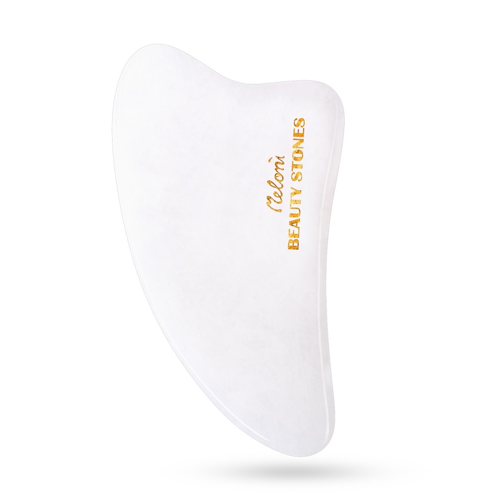 Piatra Gua Sha pentru masaj facial din quartz Alb, Meloni