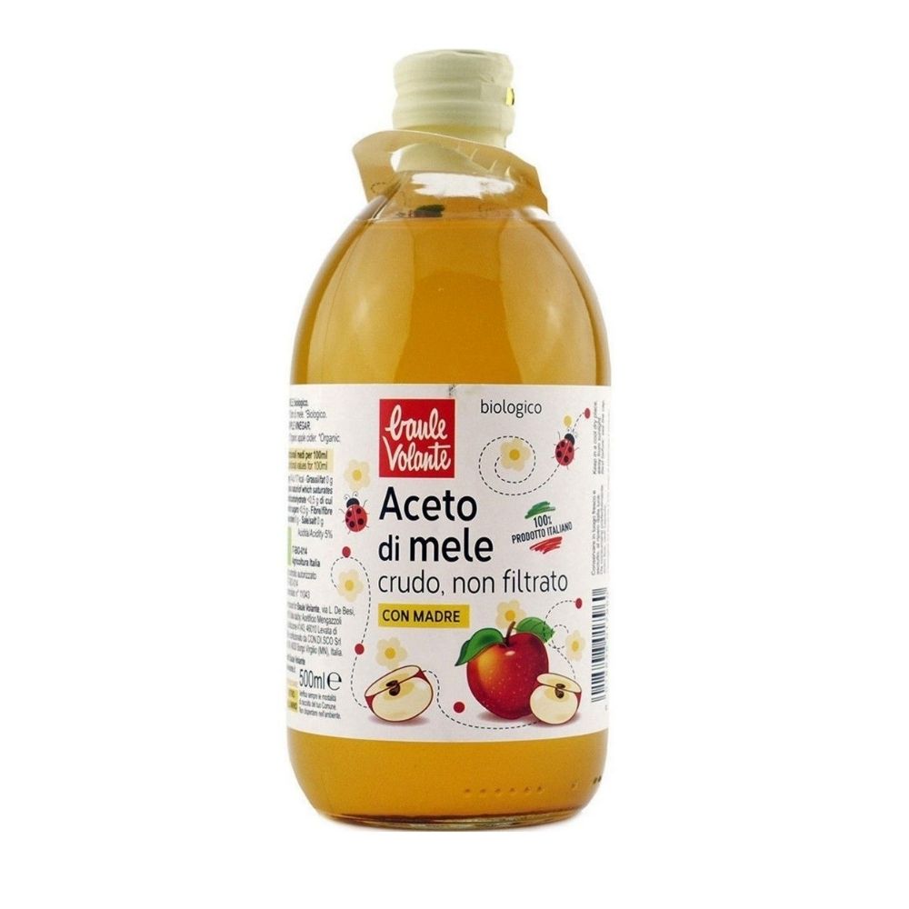 Otet bio de mere, crud, nefiltrat, 500ml, Baule Volante 