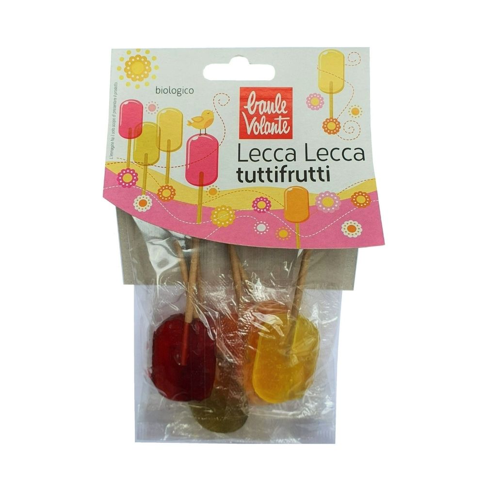 Acadele bio cu fructe Lollypops, 62.5g, Baule Volante