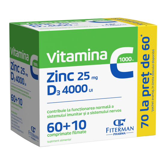 Vitamina C 1000 mg + Zn 25 mg + D3 4000UI