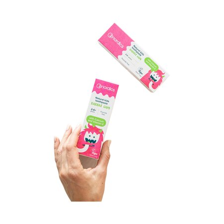 Pasta de dinti naturala pentru copii Bubble Gum, 50 ml, Nordics 819164