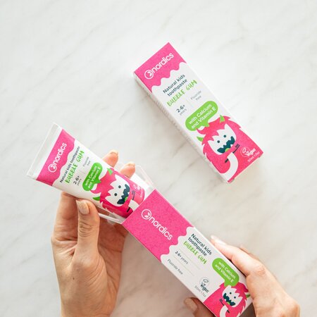 Pasta de dinti naturala pentru copii Bubble Gum, 50 ml, Nordics 819165