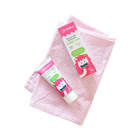 Pasta de dinti naturala pentru copii Bubble Gum, 50 ml, Nordics 819173