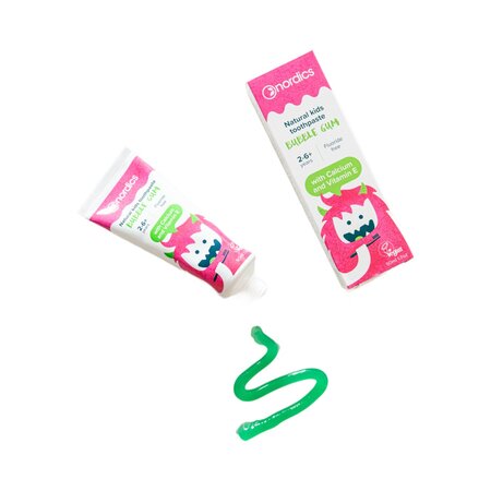 Pasta de dinti naturala pentru copii Bubble Gum, 50 ml, Nordics 819177