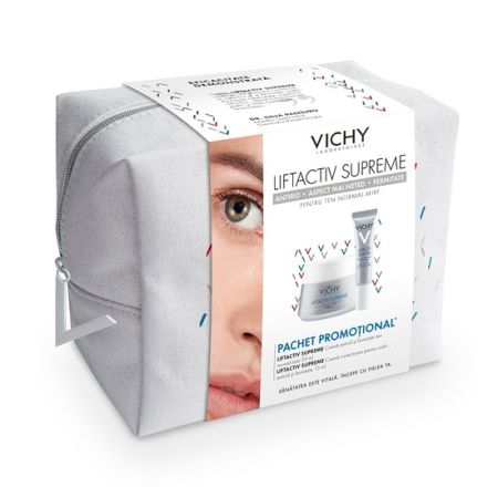 Pachet Crema pentru ten normal-mixt Liftactiv Supreme, 50 ml + Crema corectoare pentru ochi Liftactiv Supreme, 15 ml