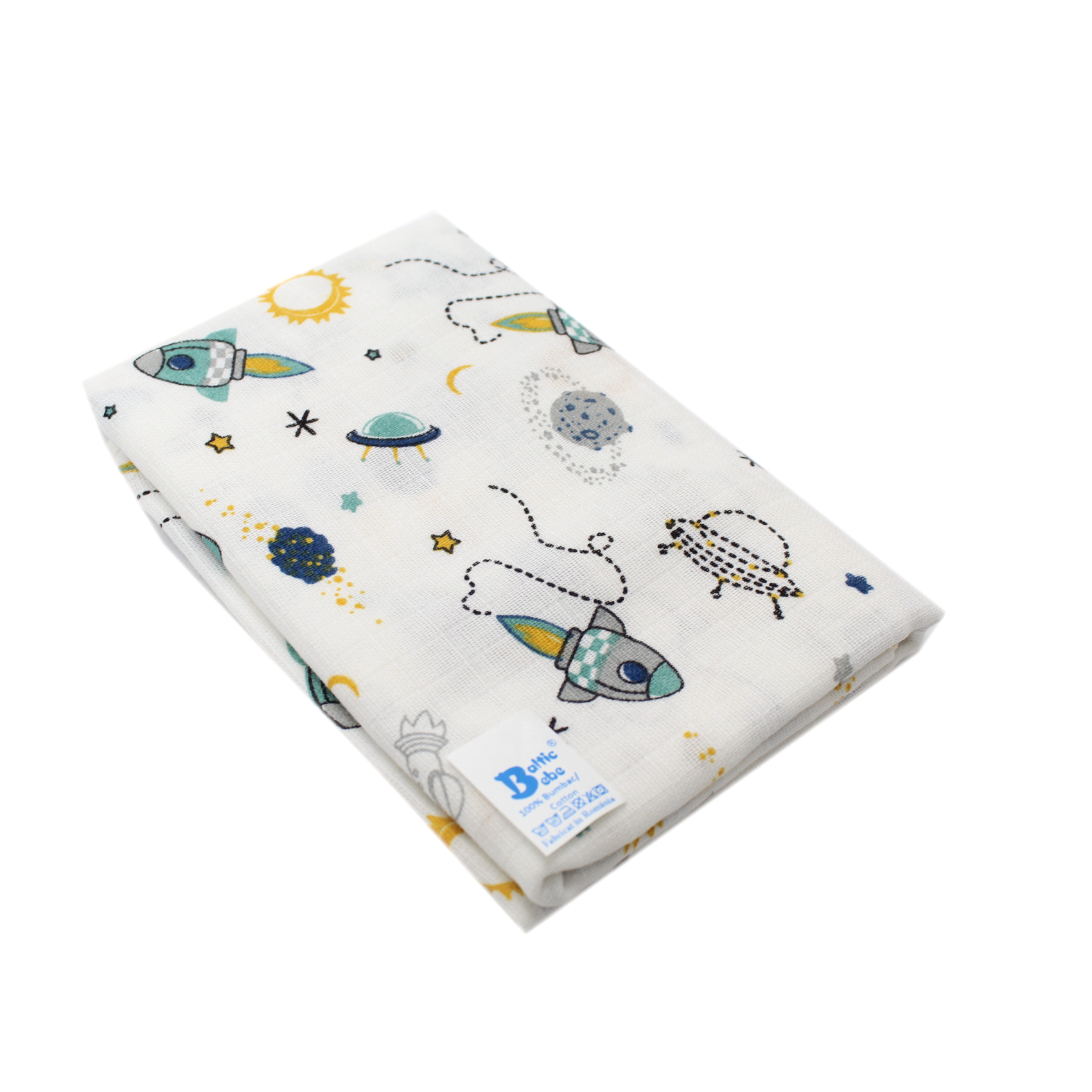 Scutec din muselina, 80x80 cm, Planete, Baltic Bebe