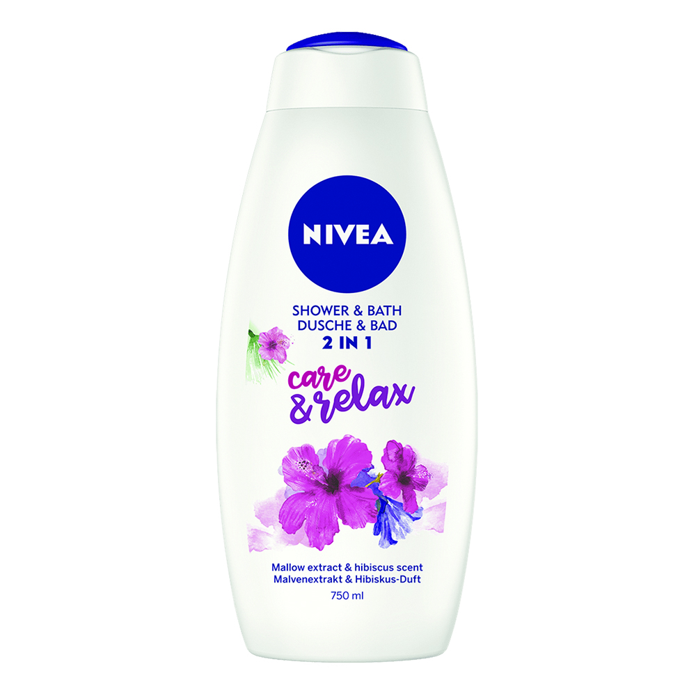 Gel de dus si spuma de baie Care & Relax, 750 ml, Nivea