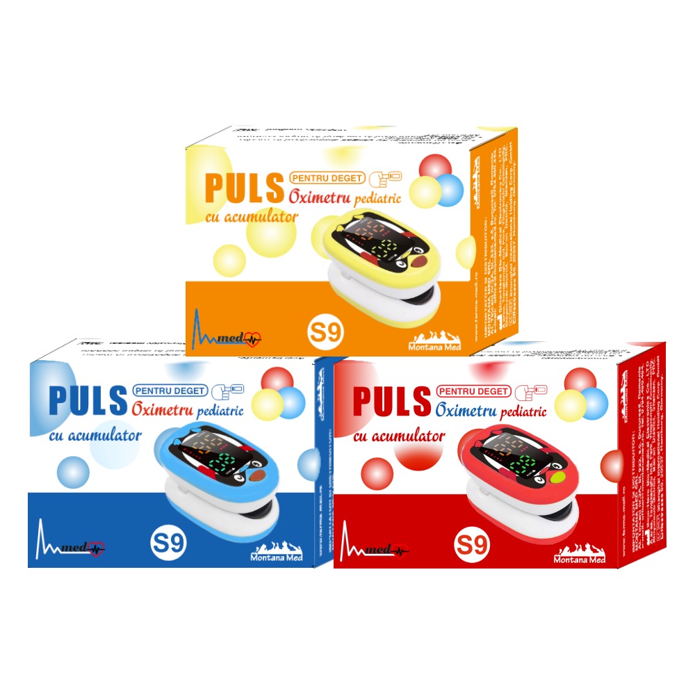 Pulsoximetru pediatric pentru deget cu acumulator integrat S9, Montana Med